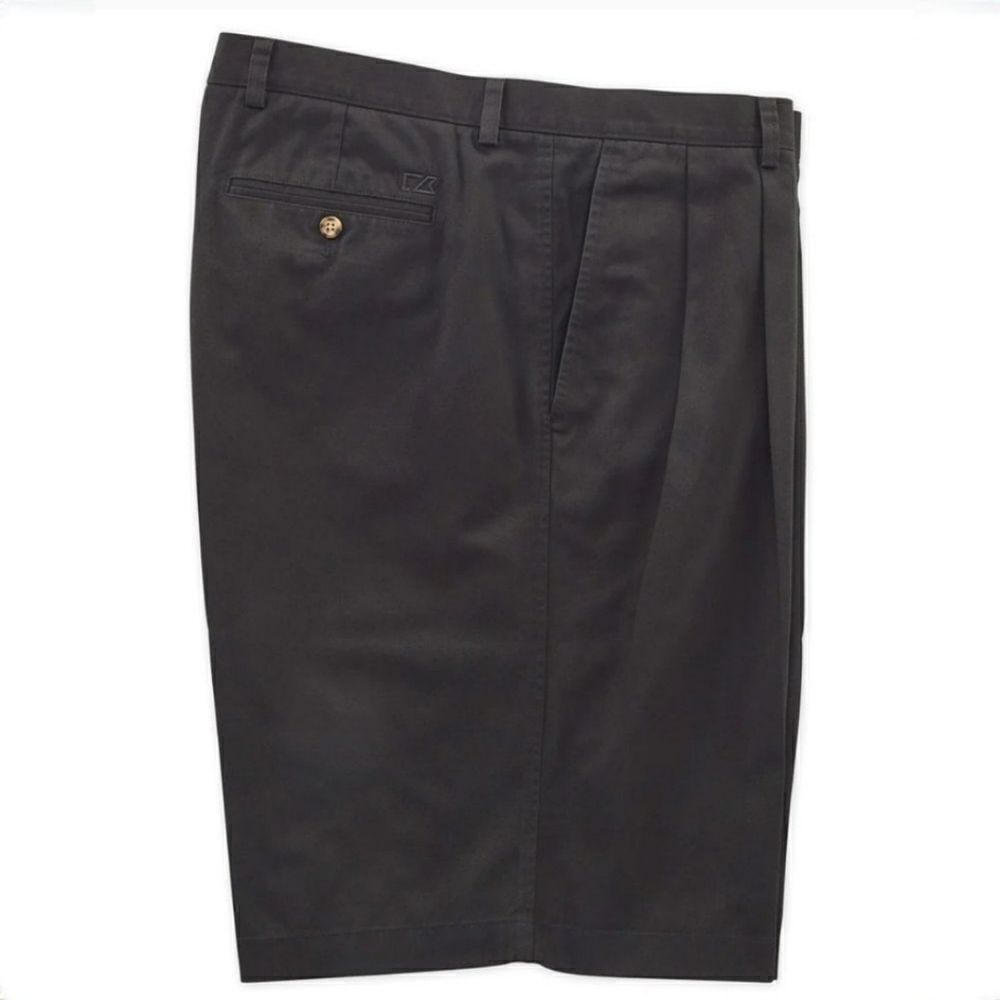 Cutter & Buck Men's Black Twill Microfiber Pleated Golf Shorts